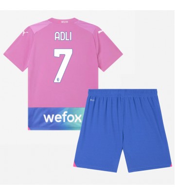 AC Milan Yacine Adli #7 Tredje trøje Børn 2023-24 Kort ærmer (+ korte bukser)